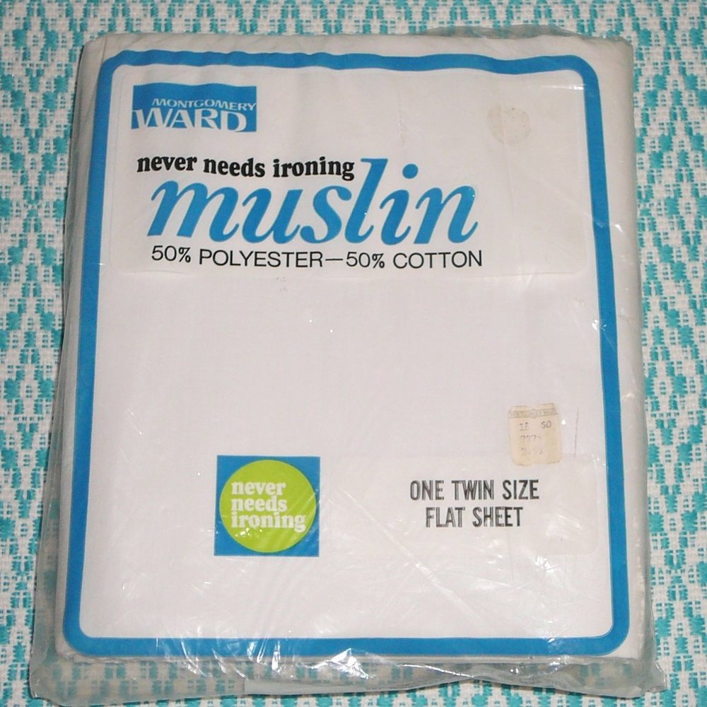 Vintage Flat Twin Bed Sheet No Iron Unused